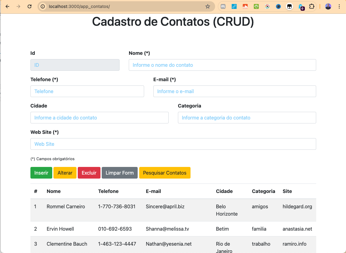 Cadastro de Contatos - CRUD